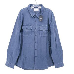 NWT THE NORMAL BRAND Tailored Terry Shirt Jacket in Vintage Blue Size XXL 2XL